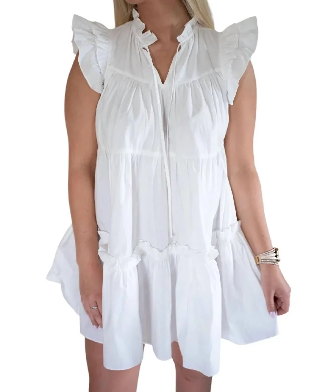 Sustainable Fashion Clothing For Women Precious Ruffle Dress In White