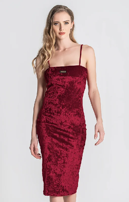 Fashion-forward Women's Clothing Burgundy Retro Dress