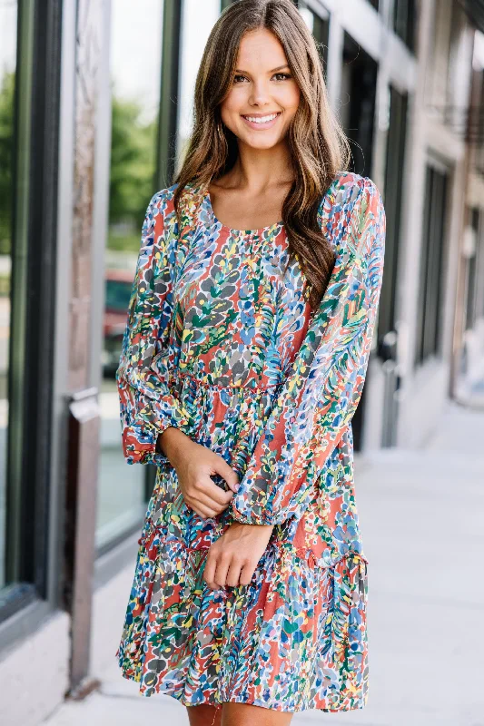 Best Boutiques Online Just You Wait Rust Orange Tiered Dress