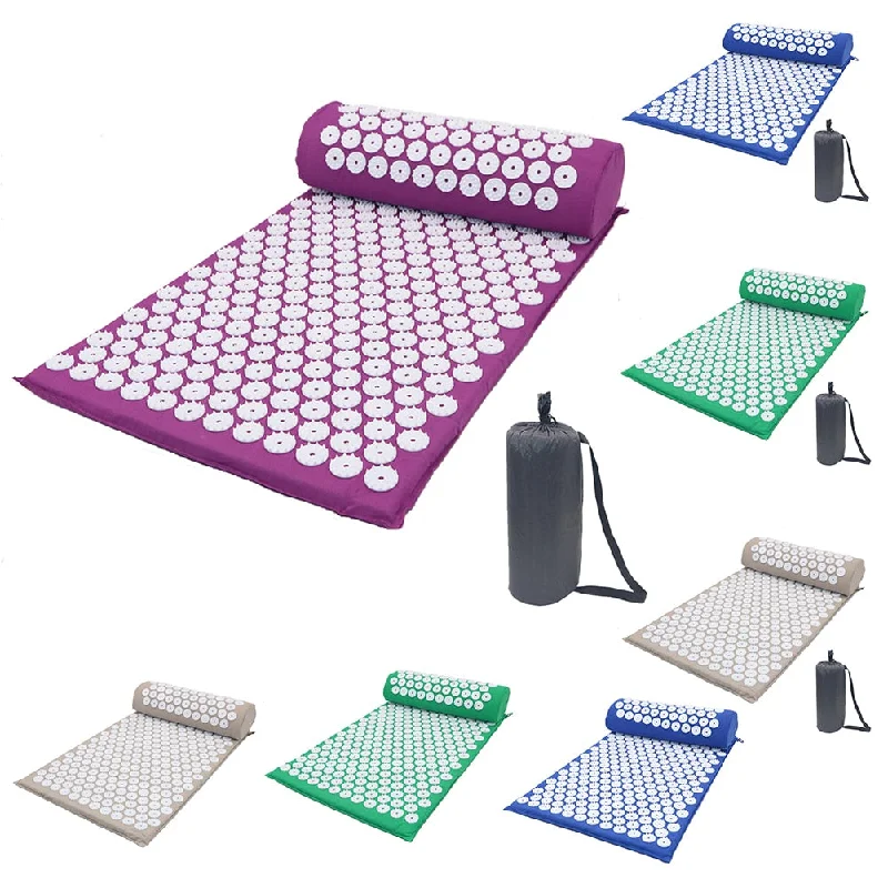 Elevate Your Practice With Discounted Yoga Gear Acupressure Massager Mat Relaxation Relief Stress Tension Body Yoga Mat Spike Relieve Stress Pain Cushion Set