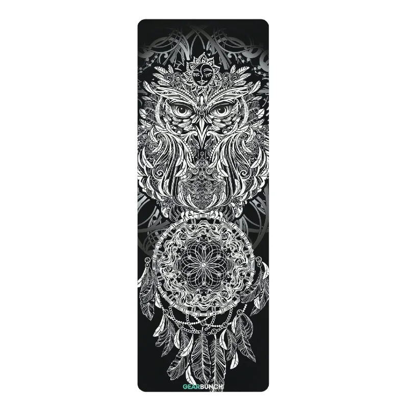 Perfect Your Pose With Top Yoga Accessories At Lower Prices GearBunch Black & White Ornamental Owl Yoga Mat