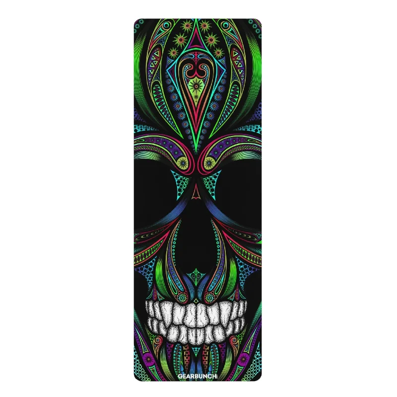 Stretch Your Budget With Our Yoga Sale GearBunch Ornamental Colorful Neon Skull Yoga Mat
