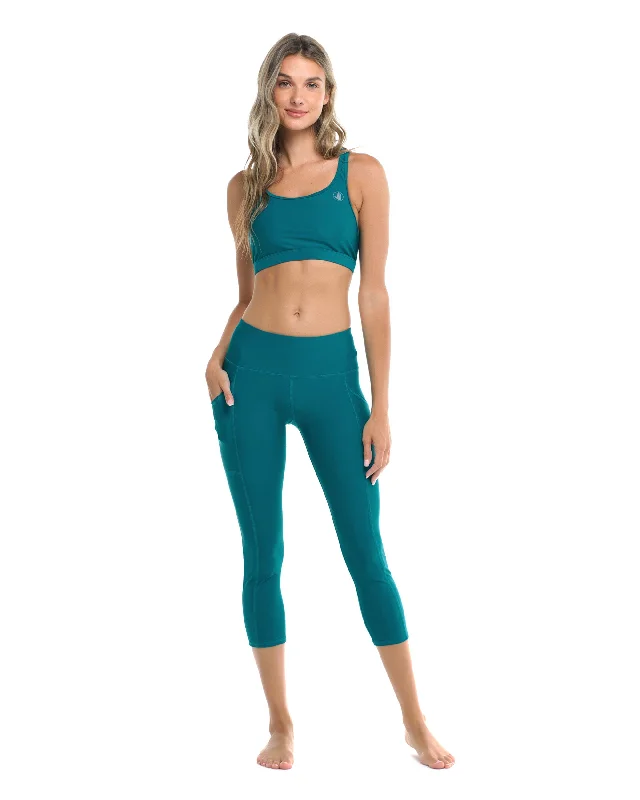 Affordable Activewear Designed For Movement Smoothies Vigor Cross-Over Capri - Kingfisher Affordable Activewear Designed For Movement Smoothies Vigor Cross-Over Capri - Kingfisher