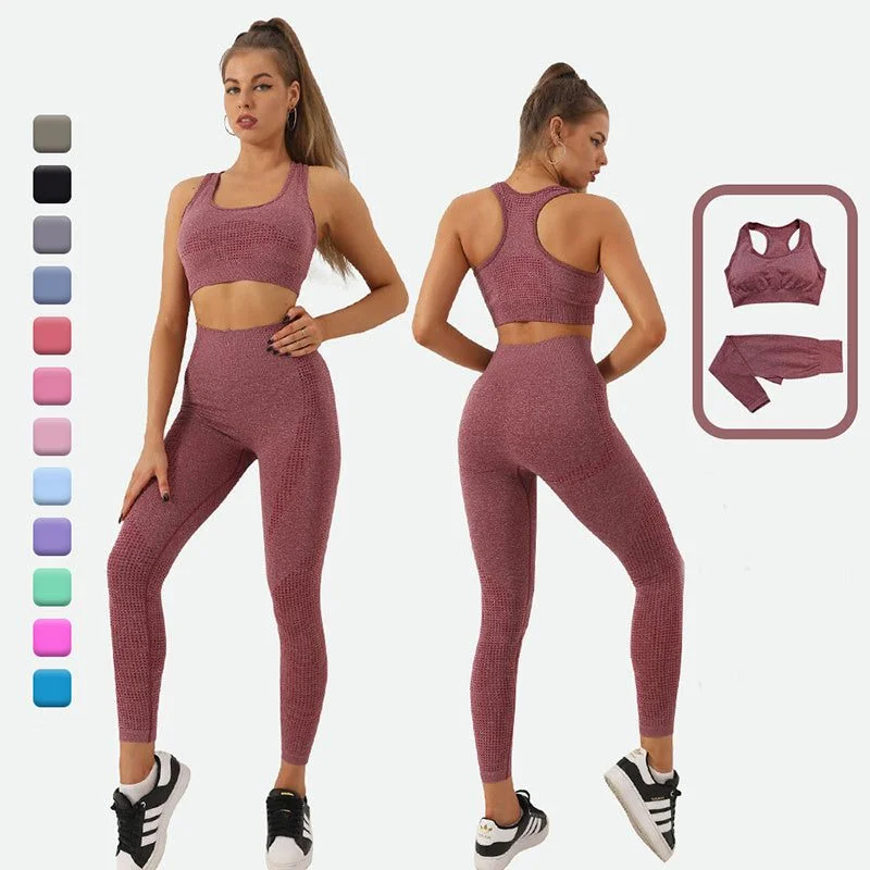 Limited-Time Sale On Stylish Yoga Apparel 2PCS Yoga Set Women Vitality Seamless Gym Set High Waist Fitness Crop Top Sports Suits Gym Set Limited-Time Sale On Stylish Yoga Apparel 2PCS Yoga Set Women Vitality Seamless Gym Set High Waist Fitness Crop Top Sports Suits Gym Set