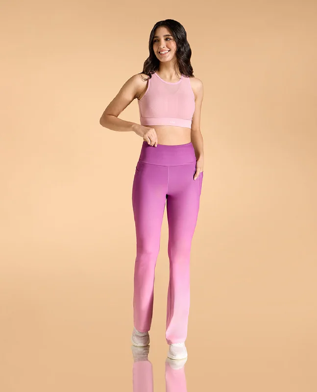 Stretch, Move, And Save On Yoga Clothing Mesh Sports Bra and Ombre Flare Pants Set