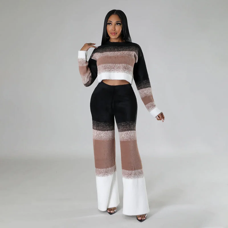 Breathe Easy In Comfortable Yoga Outfits Midriff Outfit Straight-leg Trousers Two-piece Suit Breathe Easy In Comfortable Yoga Outfits Midriff Outfit Straight-leg Trousers Two-piece Suit