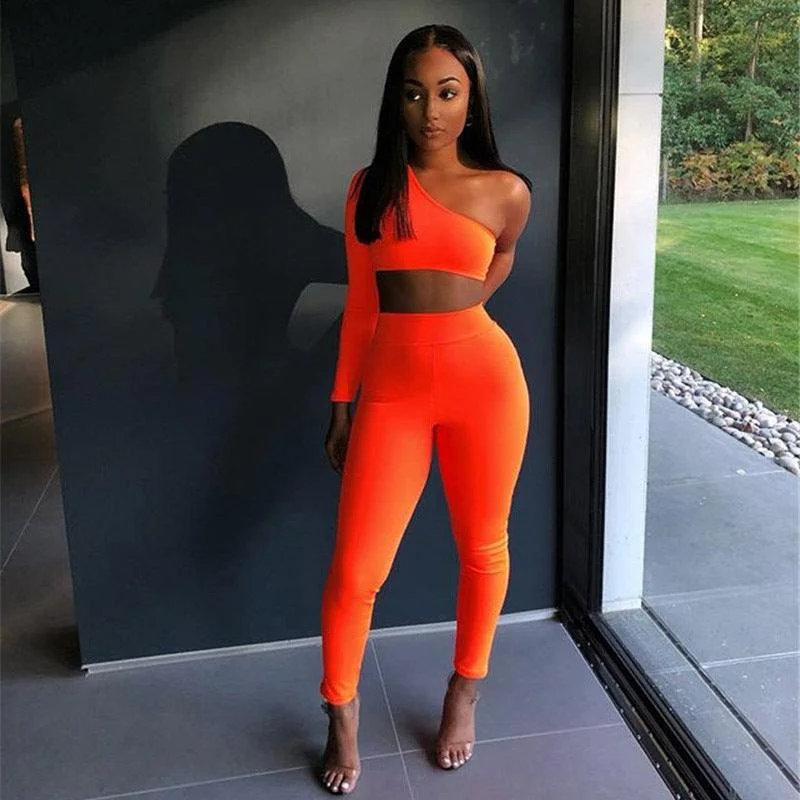 Move Freely With Premium Yoga Clothes At Great Prices One-shoulder top skinny trousers two-piece suit Move Freely With Premium Yoga Clothes At Great Prices One-shoulder top skinny trousers two-piece suit