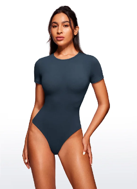 Premium Yoga Wear At Special Discounts Cotton Crew Neck Short Sleeves Bodysuits