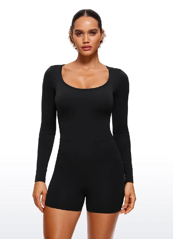 Your Yoga Wardrobe, Upgraded For Less Butterluxe Long Sleeve Scoop Neck Athletic Rompers 4'' Your Yoga Wardrobe, Upgraded For Less Butterluxe Long Sleeve Scoop Neck Athletic Rompers 4''