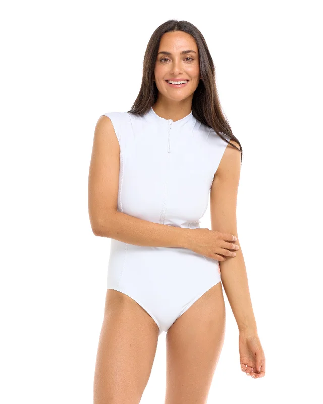 Sweat In Style With Yoga Clothing Discounts Smoothies Manny One-Piece Swimsuit - Snow Sweat In Style With Yoga Clothing Discounts Smoothies Manny One-Piece Swimsuit - Snow