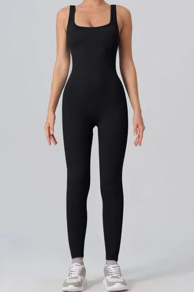 Yoga Wear At Unbeatable Prices Square Neck Wide Strap Jumpsuit