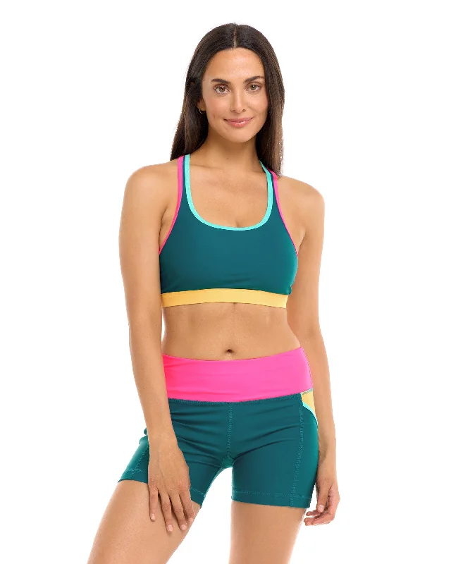 Shop High-Quality Yoga Apparel At Exclusive Discounts Vibration Equalizer Sports Bra - Kingfisher Shop High-Quality Yoga Apparel At Exclusive Discounts Vibration Equalizer Sports Bra - Kingfisher