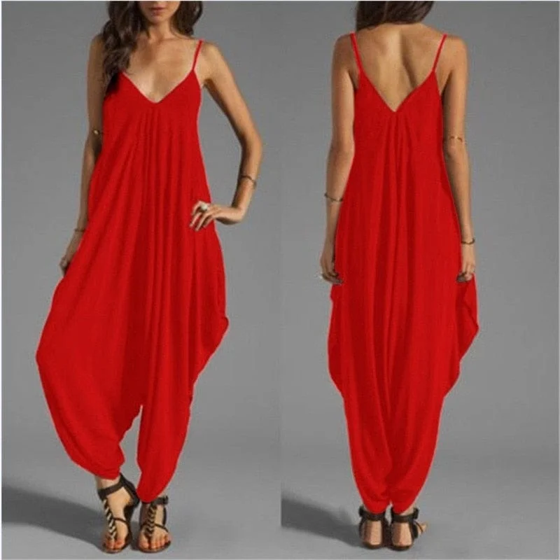 Unbeatable Deals On Breathable Yoga Apparel Women Spaghetti Strap Harem Jumpsuit