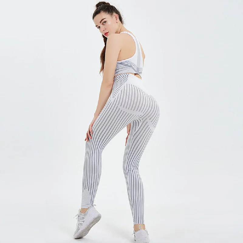 Stretch, Move, And Save On Yoga Clothing Yoga Clothes Women's Plus Size Seamless Striped Sexy Hips Trousers Bodybuilding Suit Stretch, Move, And Save On Yoga Clothing Yoga Clothes Women's Plus Size Seamless Striped Sexy Hips Trousers Bodybuilding Suit