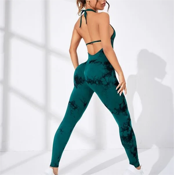 Premium Yoga Wear At Special Discounts Allover print backless sports jumpsuit 4 colors Premium Yoga Wear At Special Discounts Allover print backless sports jumpsuit 4 colors