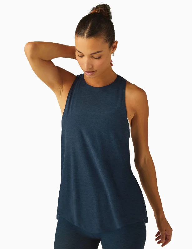 Premium Yoga Wear At Special Discounts Featherweight Captivate Cutout Tank - Nocturnal Navy Premium Yoga Wear At Special Discounts Featherweight Captivate Cutout Tank - Nocturnal Navy