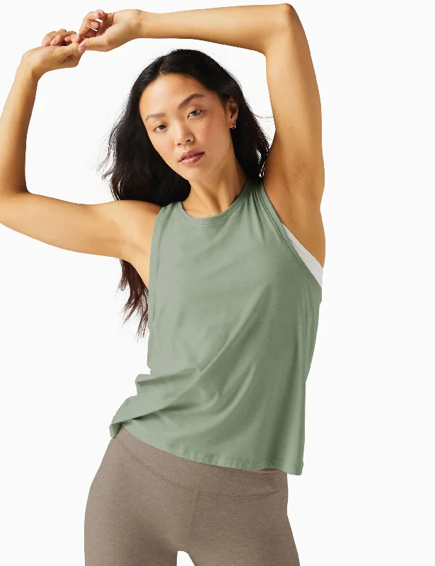 Yoga Apparel Designed For Movement At Lower Prices Featherweight Rebalance Tank - Minty Slate Heather Yoga Apparel Designed For Movement At Lower Prices Featherweight Rebalance Tank - Minty Slate Heather