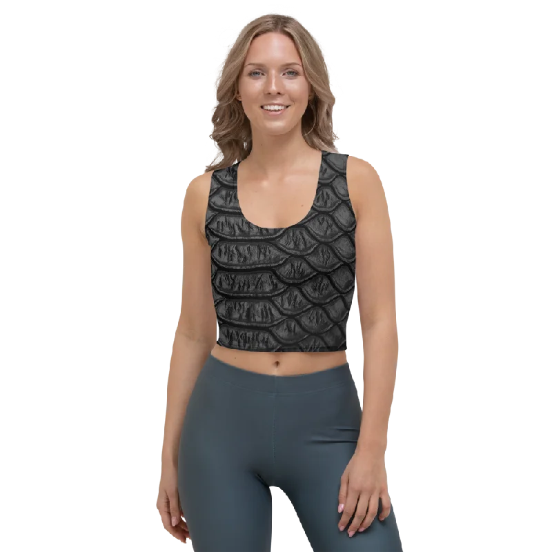 Premium Yoga Wear At Special Discounts Black Crocodile Crop Tank Top