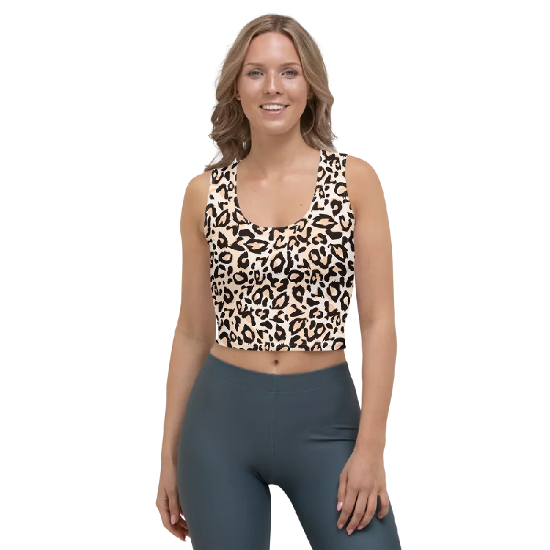 Affordable Yoga Fashion For Every Pose Leopard Cream Crop Tank Top