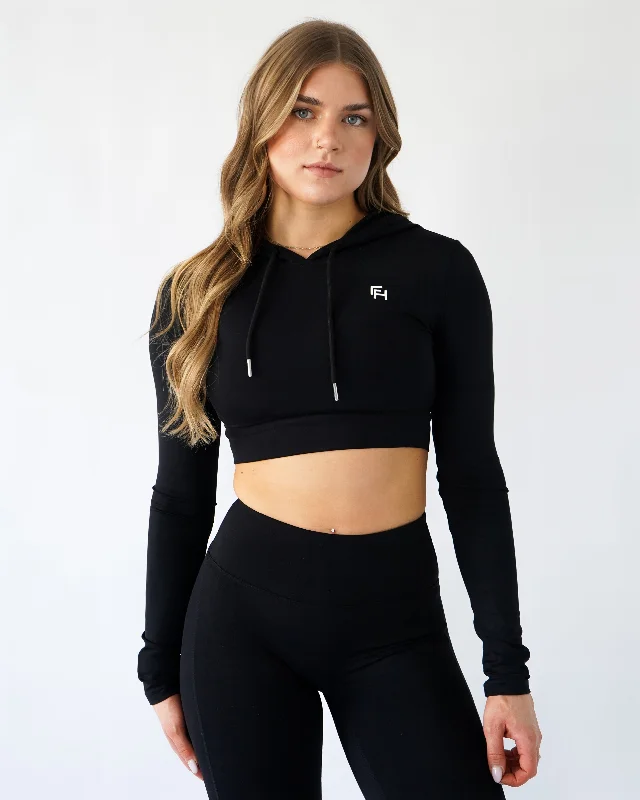 Affordable Yoga Fashion For Every Pose Define Crop Hoodie - Black