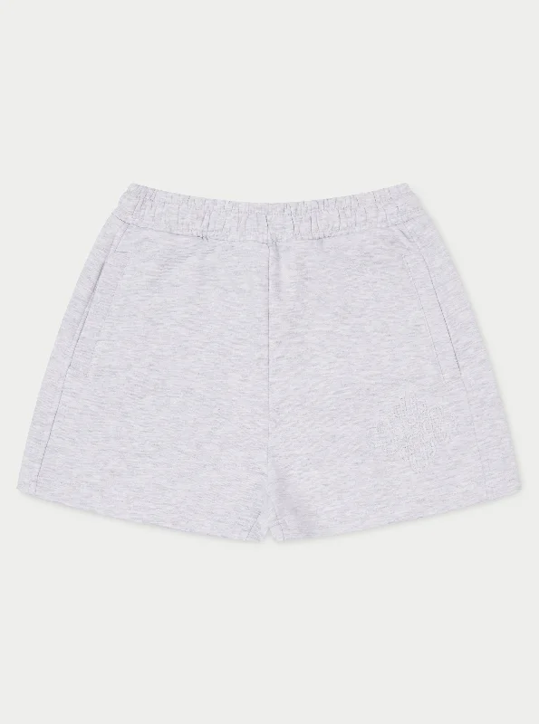 EMBLEM APPLIQUE JERSEY SHORTS - GREY MARL