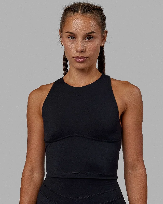 Stretch Your Limits, Not Your Wallet Enhance Shelf Bra Tank - Black