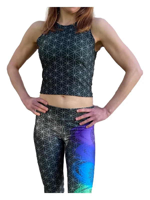 Enhance Your Flow With Stylish Yoga Wear At Great Prices Flower Of Life (Chakra Set) Fitted Crop Top