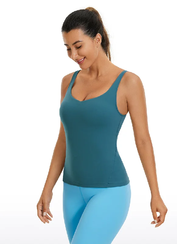 Comfortable, Stylish, And Now More Affordable Butterluxe Waist-Length Built-in Bra Tank V Neck Comfortable, Stylish, And Now More Affordable Butterluxe Waist-Length Built-in Bra Tank V Neck