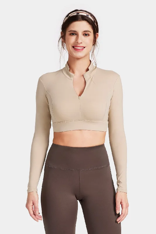 Move With Confidence In Discounted Yoga Outfits Half-Zip Long Sleeve Shirt