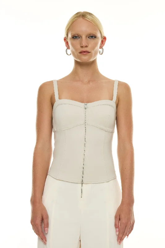 Flow Into Savings With Trendy Yoga Apparel Lenox Knit Corset Tank - Pumice Stone