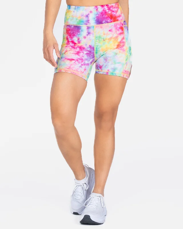 Premium Yoga Wear At Special Discounts Lux Baseline Shorts (5 in. inseam) - Rainbow Tie Dye Premium Yoga Wear At Special Discounts Lux Baseline Shorts (5 in. inseam) - Rainbow Tie Dye
