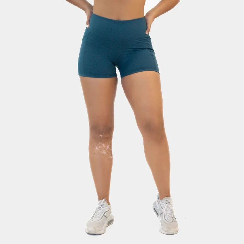 Soft, Stretchy, And Super Affordable Yoga Wear Lux High Waisted Rio Shorts (Multi-Lengths) - Pacific Soft, Stretchy, And Super Affordable Yoga Wear Lux High Waisted Rio Shorts (Multi-Lengths) - Pacific