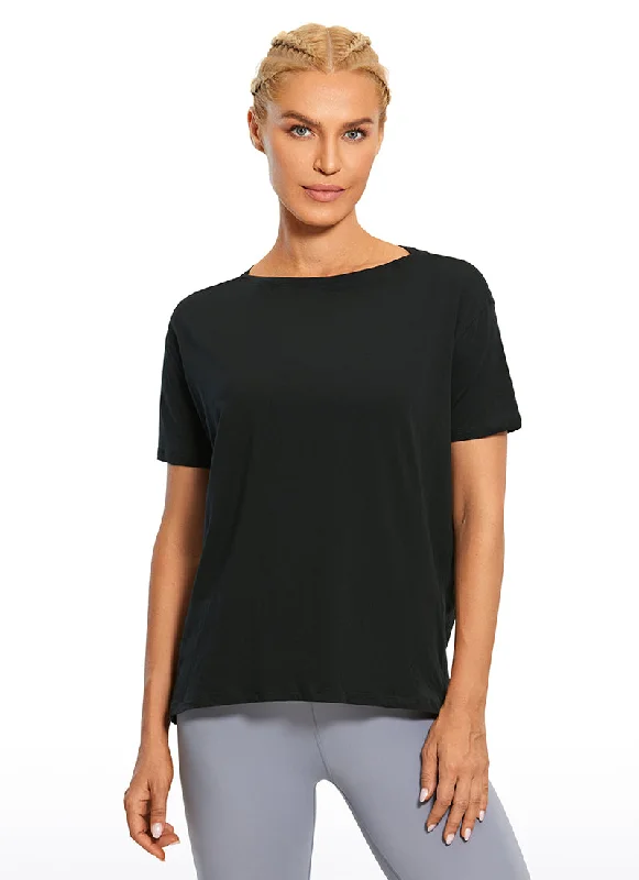 Unbeatable Deals On Breathable Yoga Apparel Pima Cotton Short Sleeves Boat Neck