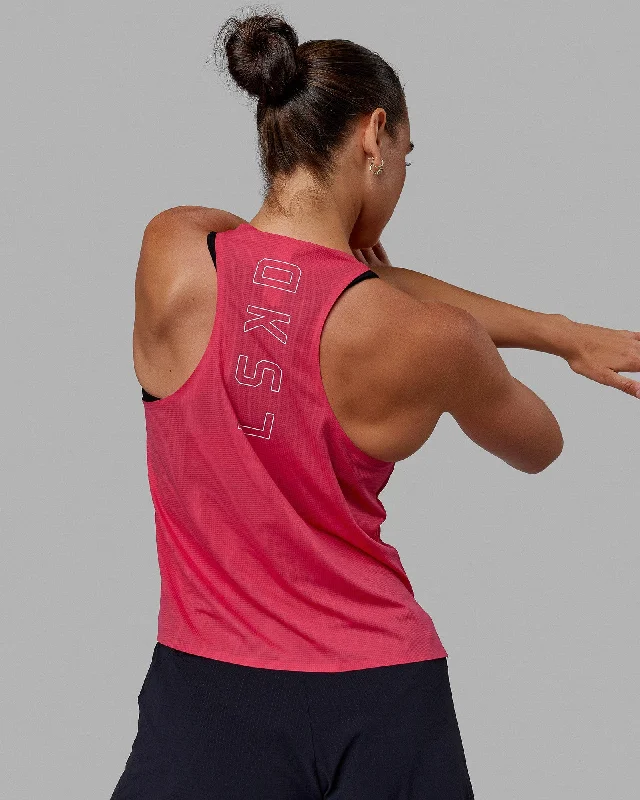 Limited-Stock Sale On Yoga Tops And Leggings Race Day Performance Tank - Raspberry-White