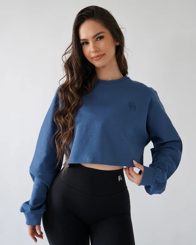 Your Yoga Wardrobe, Upgraded For Less Relaxed Crop Long Sleeve - Denim