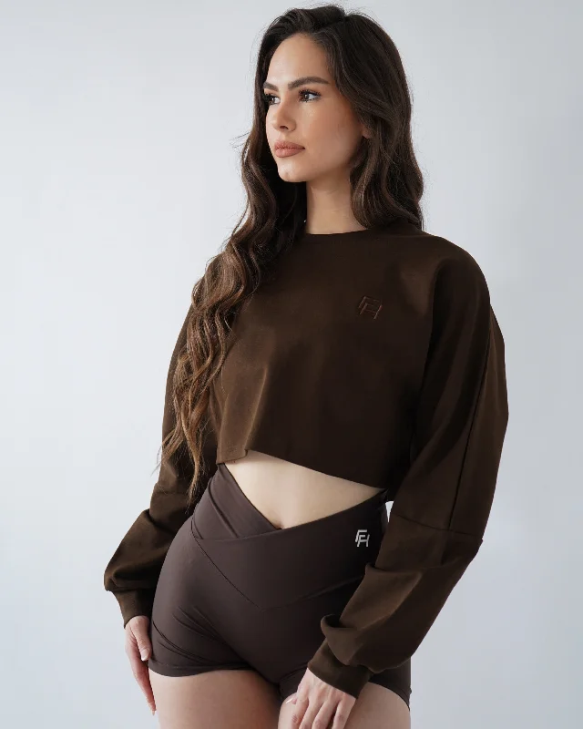 Move Freely With Premium Yoga Clothes At Great Prices Relaxed Crop Long Sleeve - Espresso Move Freely With Premium Yoga Clothes At Great Prices Relaxed Crop Long Sleeve - Espresso
