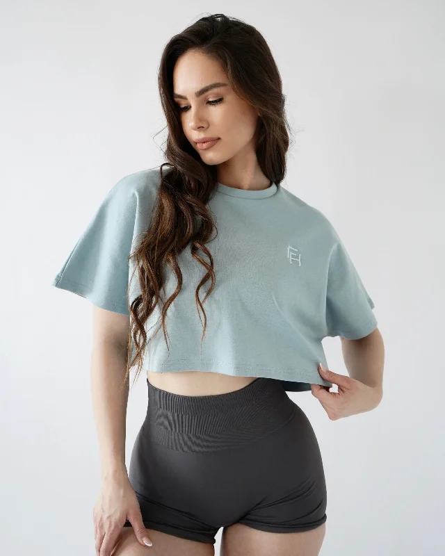 Master Every Pose With Premium Yoga Wear Deals Relaxed Crop Top - Ice