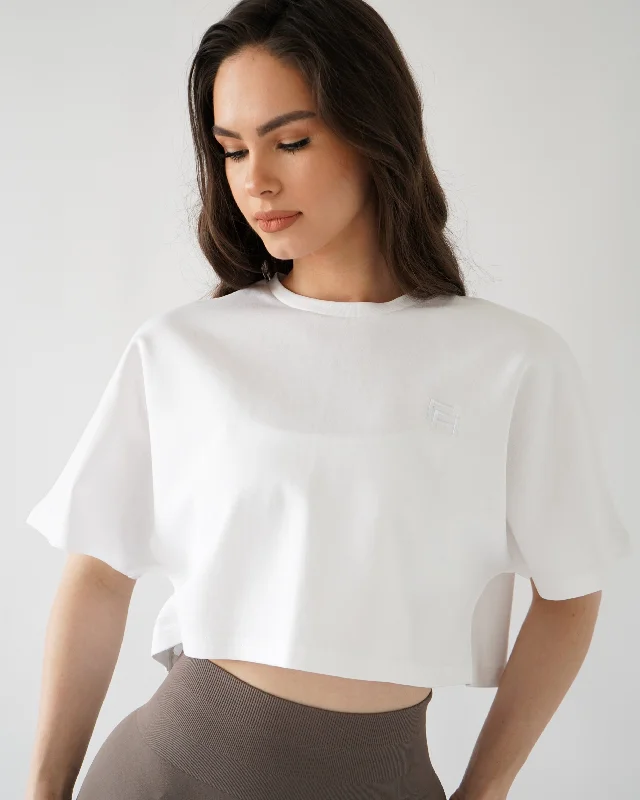 Sweat In Style With Yoga Clothing Discounts Relaxed Crop Top - White