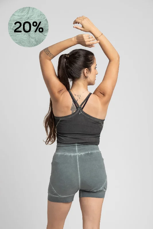 Performance Meets Savings In Our Yoga Wear Sale Stonewash Criss Cross Tank Top