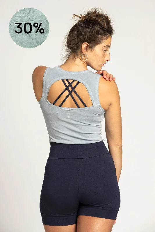 Stonewash Half Moon Open Back Tank Top