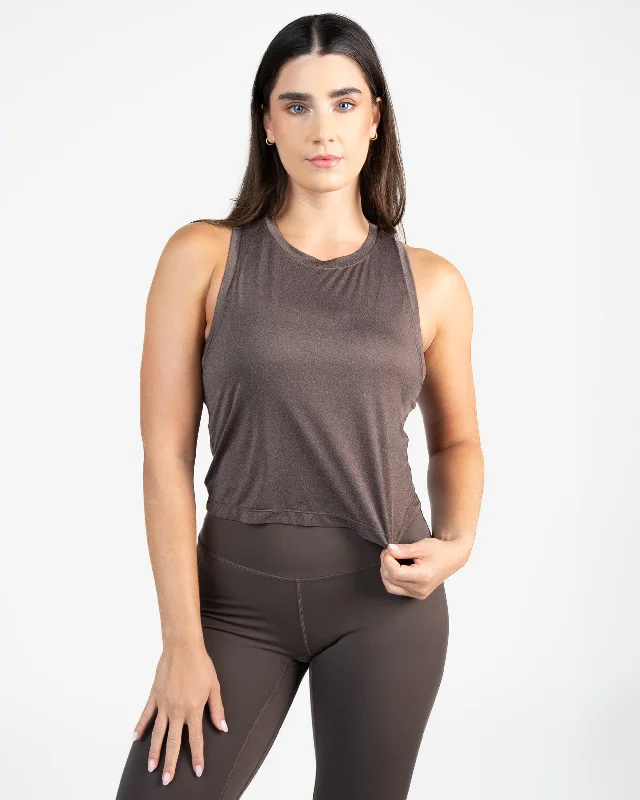 Affordable Yoga Fashion For Every Pose Tahoe Energy Tank - Espresso