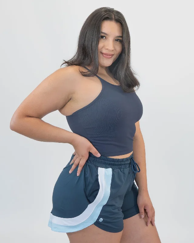 Shop High-Quality Yoga Apparel At Exclusive Discounts Thin Strap Crop Tank - Navy