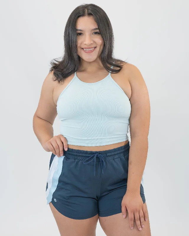 Stretch, Move, And Save On Yoga Clothing Thin Strap Crop Tank - Sky Blue