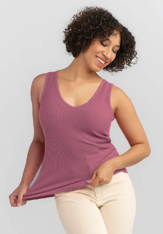 Vivi Ribbed Tank - Mesa Rose