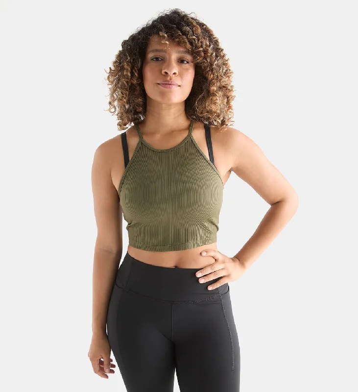 The Perfect Fit At The Perfect Price Women's Ribbed Halter Crop Tank