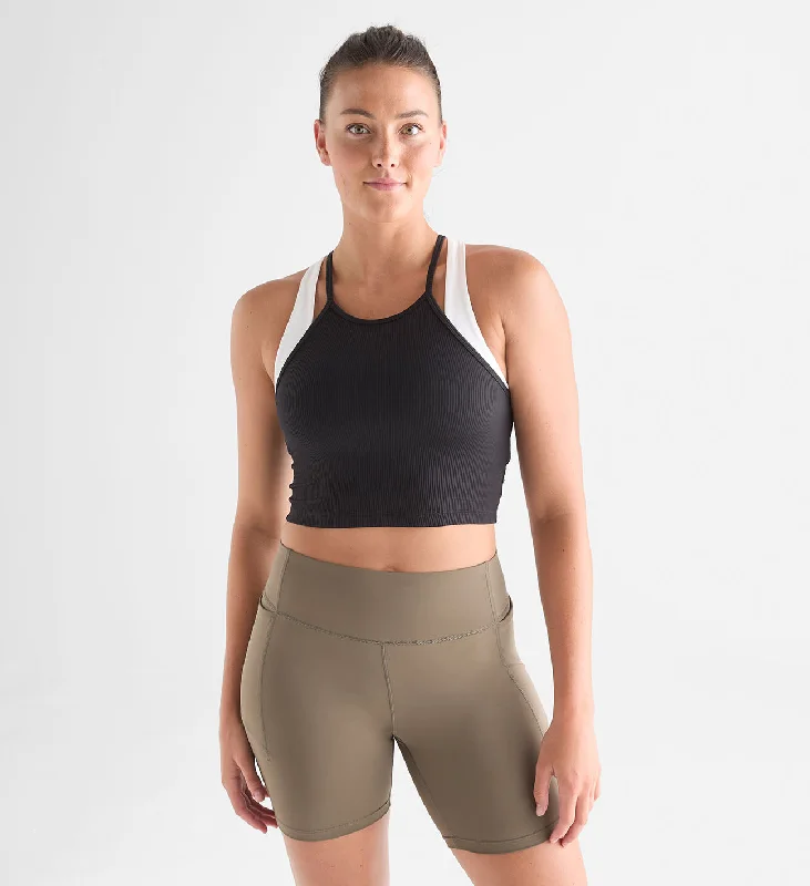 Your Go-To Yoga Outfits Now More Affordable Women's Ribbed Halter Crop Tank