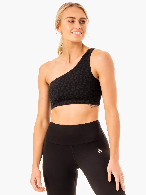 The Perfect Blend Of Comfort And Savings Adapt One Shoulder Sports Bra - Black Leopard The Perfect Blend Of Comfort And Savings Adapt One Shoulder Sports Bra - Black Leopard