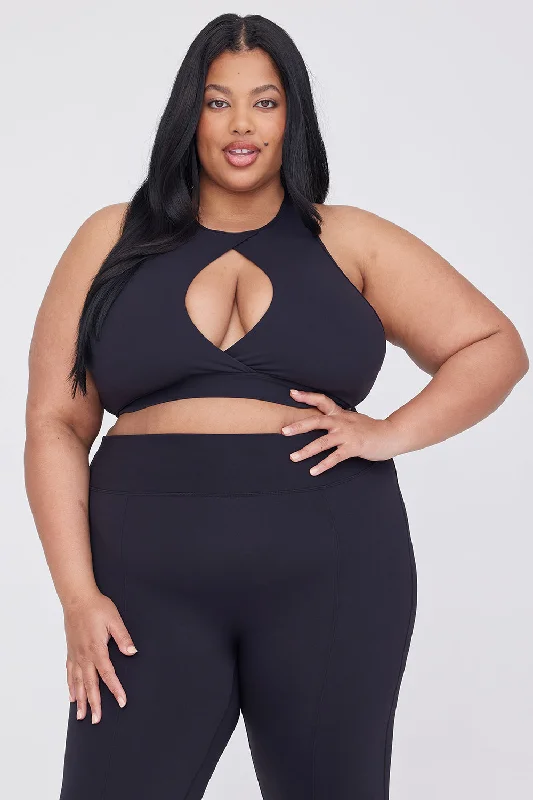 Embrace Comfort With Yoga Wear On Sale DAYFLEX CUT OUT CENTRE BRA - SHADOW BLACK