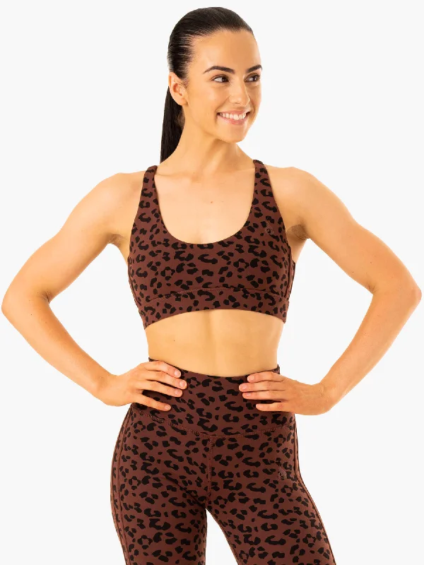 Premium Yoga Wear At Special Discounts Evolution Sports Bra - Chocolate Leopard