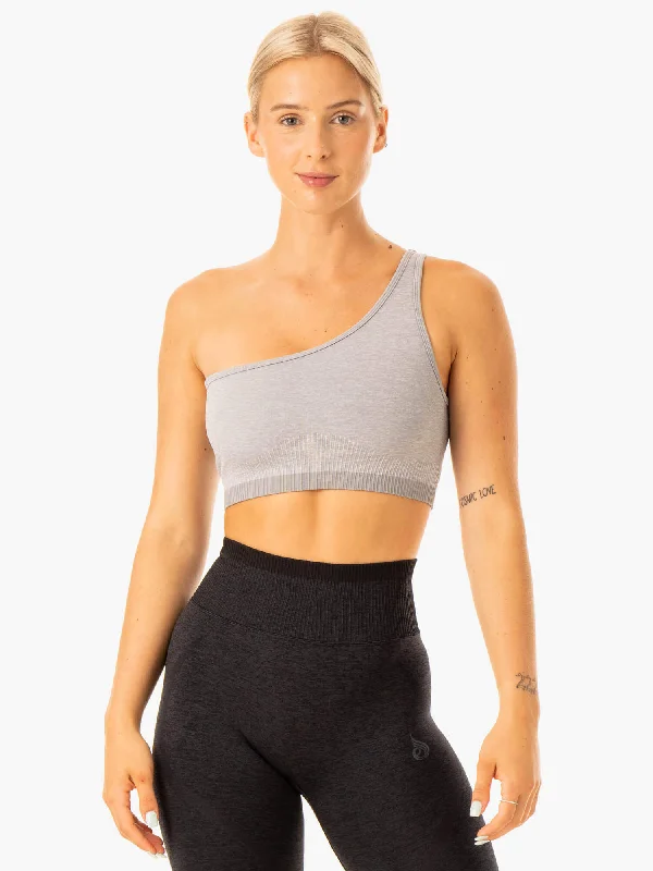 Excel Seamless One Shoulder Sports Bra - Grey Marl